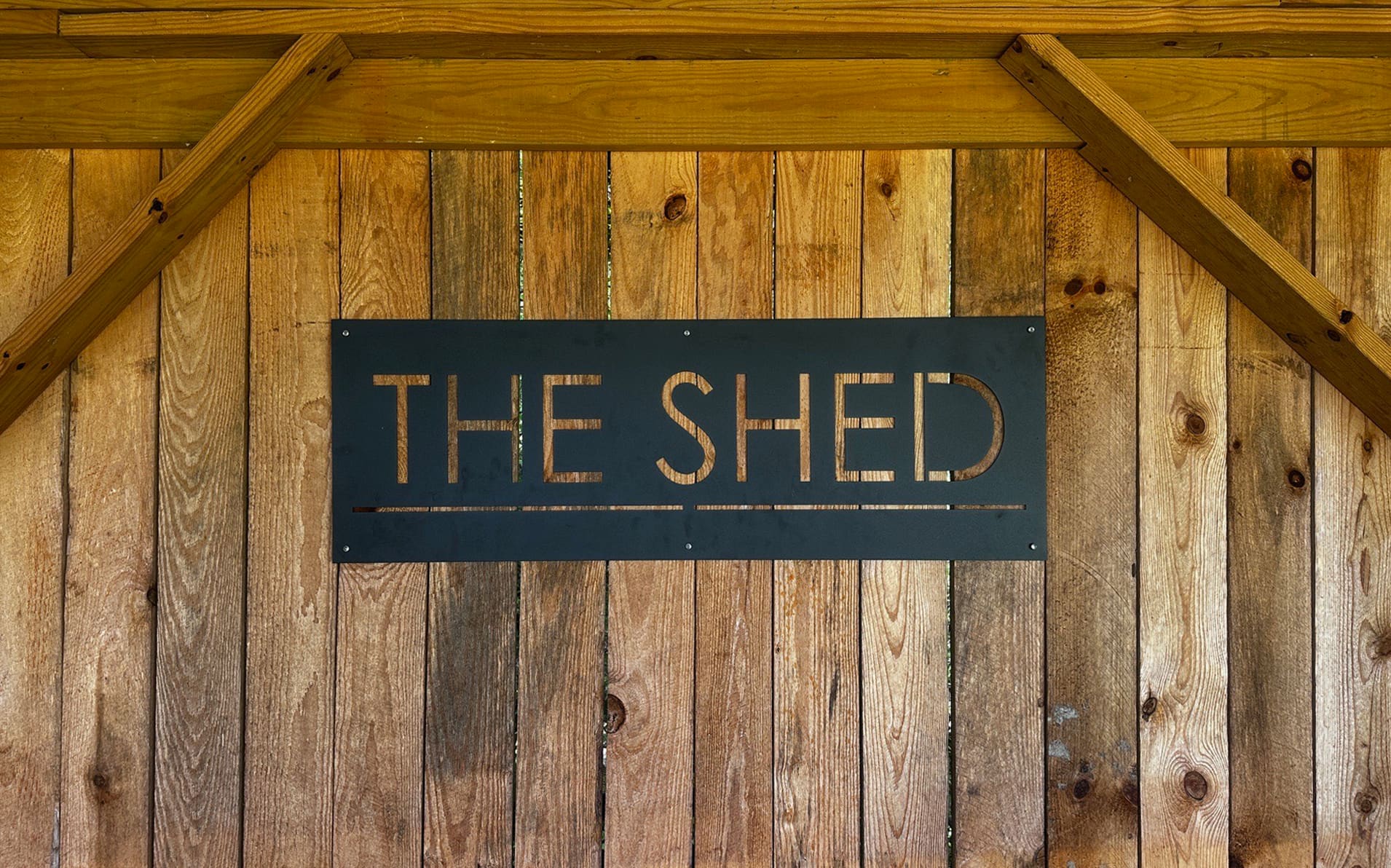 The Shed sign at Scott Mansion Farms event venue